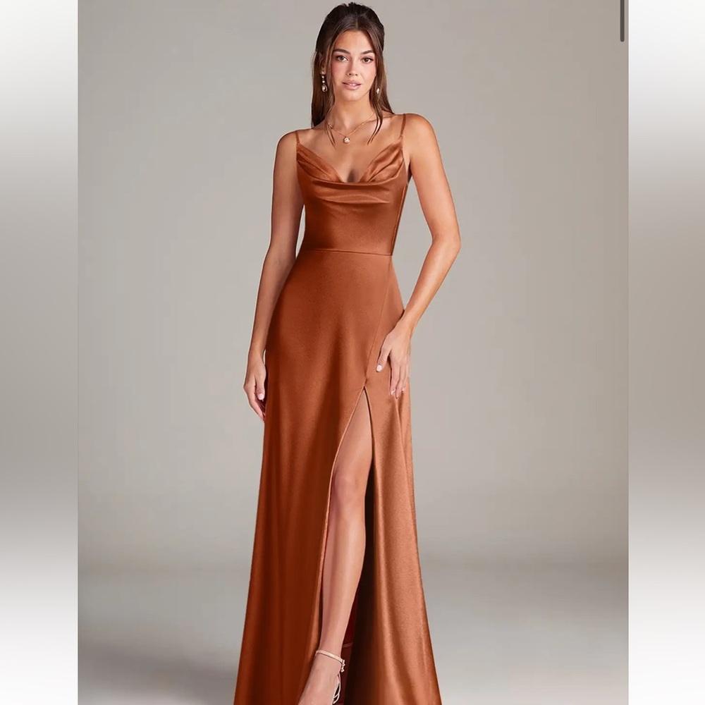 Azazie Copper Satin Wedding Dress